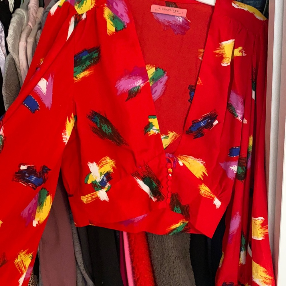 Red cropped blouse